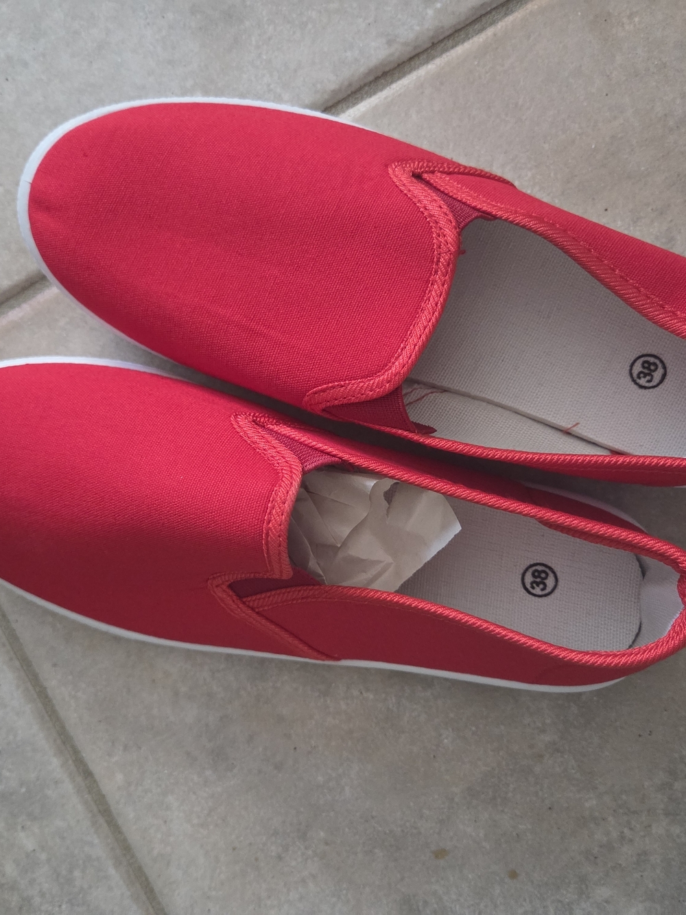 Bright Red Slip-On Canvas Sneakers